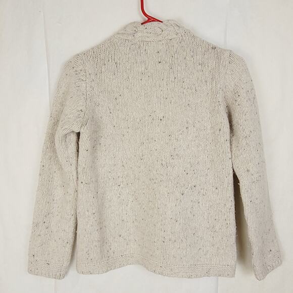 Aran Sweater Market oatmeal wool cashmere cable knit sweater Size small Preppy - Picture 2 of 10